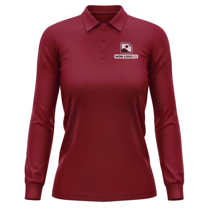 Polo Femme Manches Longues de qualité supérieure - Marquez votre Polo Femme Manches Longues avec votre Logo d'Entreprise (matériau de personnalisation haut de gamme, imprimé en France)